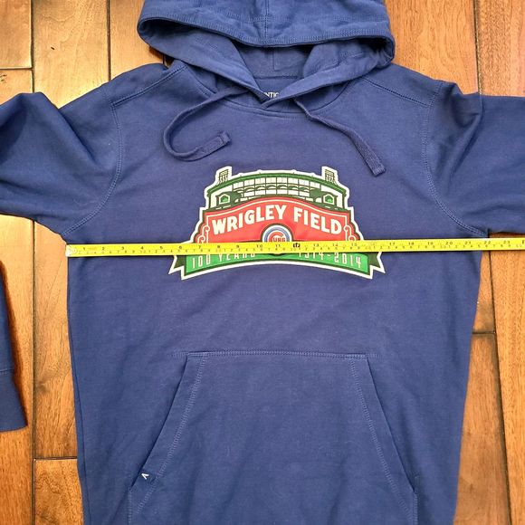 Chicago Cubs WRIGLEY FIELD Hoodie 100 Years Patch 1914-2014 Blue Size Medium M - Picture 6 of 10